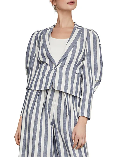 Shop Bcbgmaxazria Stripe Cotton & Linen Blazer