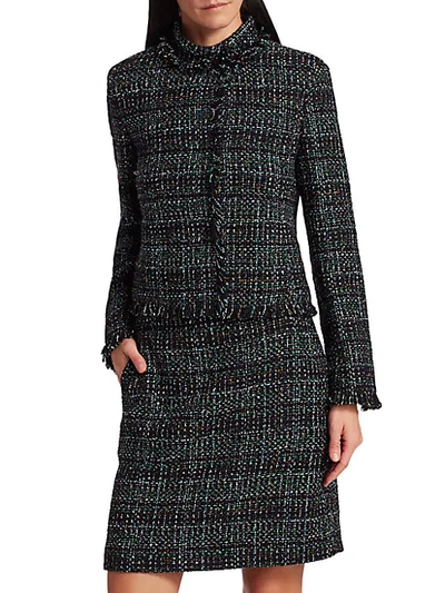 Shop Akris Punto Fringe-trim Tweed Jacket