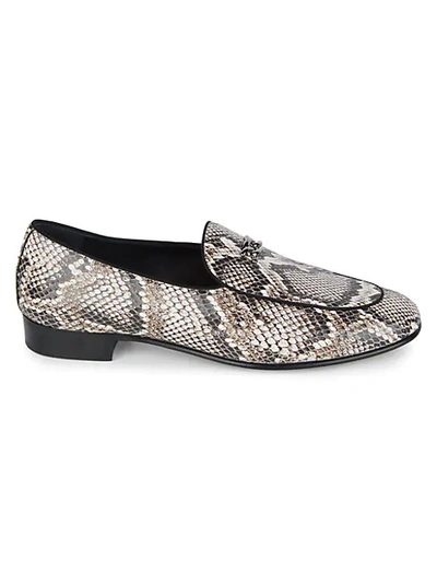 Shop Giuseppe Zanotti Snakeskin-embossed Leather Loafers