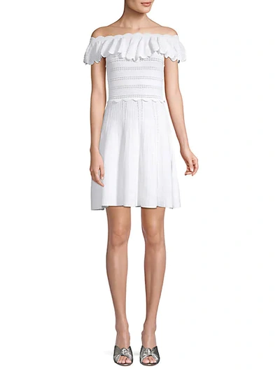 Shop Alice And Olivia Janella Off-the-shoulder A-line Dress