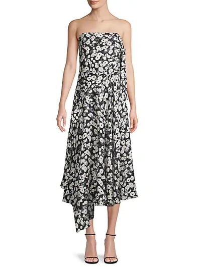 Shop Derek Lam Strapless Silk-blend Fit-&-flare Dress