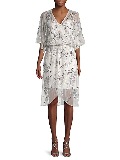 Shop Aidan Mattox Beaded Faux Wrap Cocktail Dress