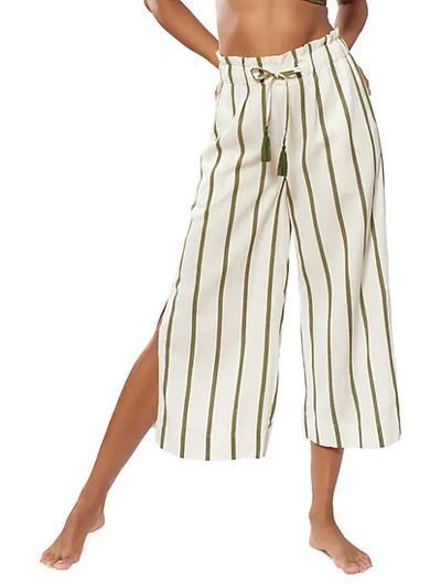 Shop Red Carter Striped Wide-leg Cropped Pants