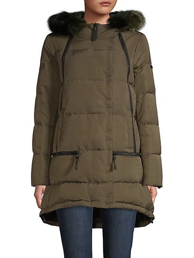 Shop Derek Lam 10 Crosby Fox Fur-trim Quilted Down Coat