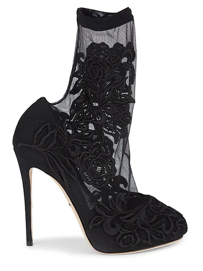 Shop Dolce & Gabbana Lace Mesh Sock Boots