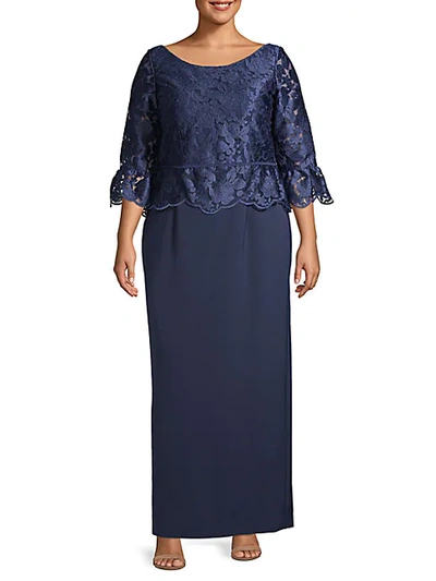 Shop Js Collections Plus Floral Lace-top Peplum Gown