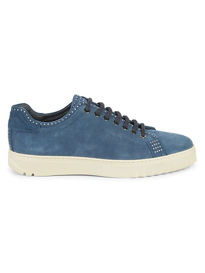 Shop Ferragamo Cube 10 Studded Suede Low-top Sneakers