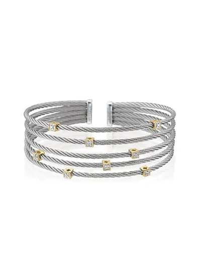 Shop Alor Classique Diamond, Stainless Steel And 18k Gold Bracelet