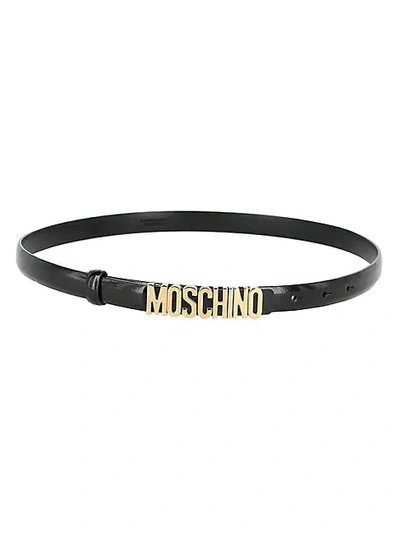 Shop Moschino Slim Logo Leather Belt