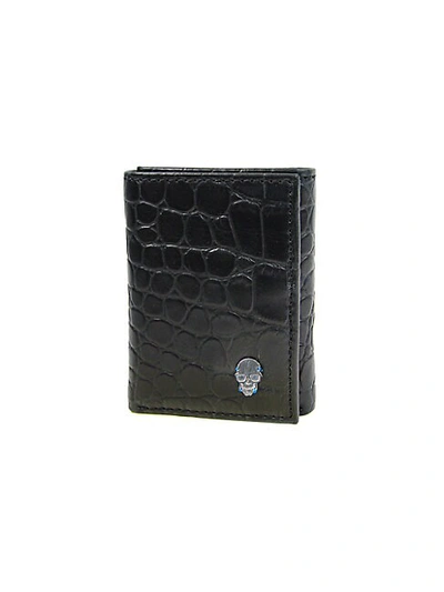 Shop Robert Graham Triumph Croc-embossed Leather Tri-fold Wallet