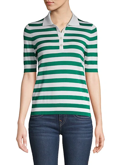 Shop Dolce & Gabbana Striped Cashmere Silk Polo