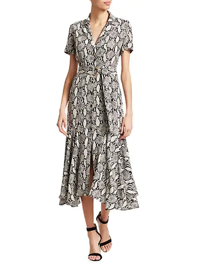 Shop A.l.c Clarkson Snakeskin-print Midi Shirtdress