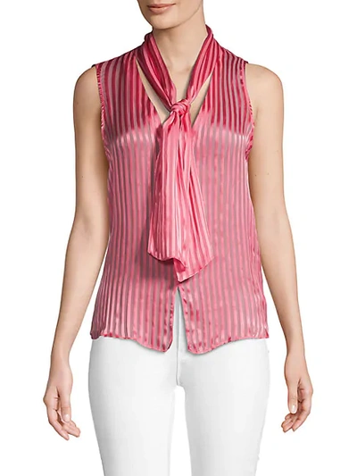 Shop Alice And Olivia Gwenda Striped Sleeveless Tieneck Blouse