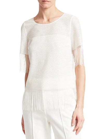 Shop Akris Punto Fringed Mesh Top