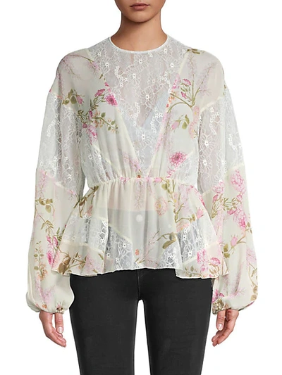 Shop Giambattista Valli Floral Lace-insert Blouse