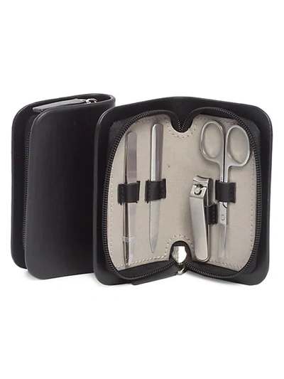 Shop Bey-berk 5-piece Leather Case & Stainless Steel Manicure Set
