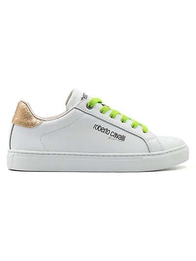 Shop Roberto Cavalli Sport Neon & Metallic Accent Leather Mix Media Low-top Sneakers