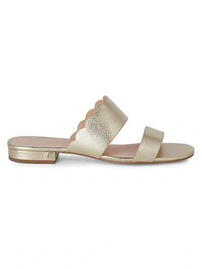 Shop Kate Spade Fetty Flat Scallop Metallic Leather Sandals