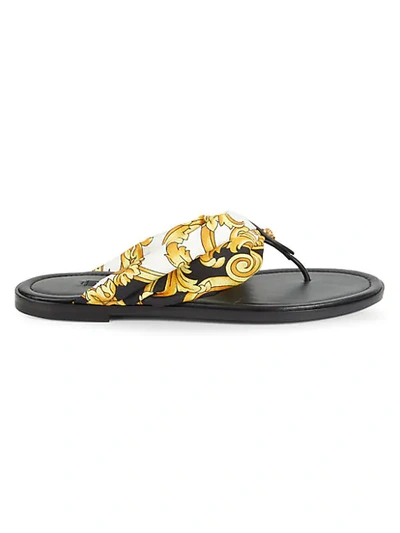 Shop Versace Hibiscus-print Flip Flops