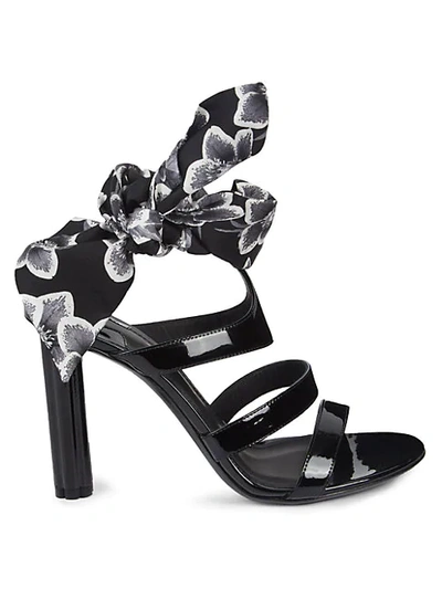 Shop Ferragamo Trevi Ankle-tie Patent Leather Sandals