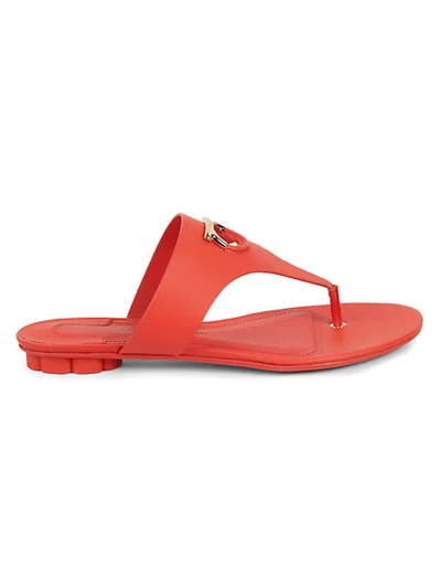 Shop Ferragamo Enfola Leather Toe-thong Sandals