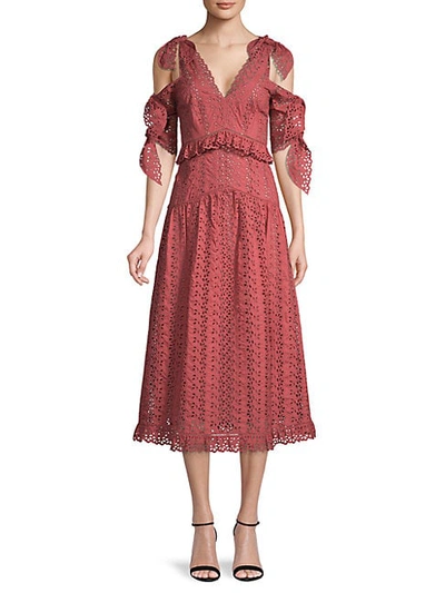 Shop Rebecca Taylor Karina Ruffled Cold-shoulder Cotton A-line Dress
