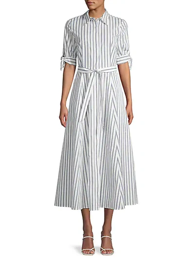 Shop Calvin Klein Belted Stripe Cotton Shirtdress