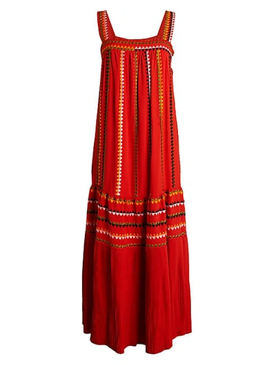 Shop Derek Lam Embroidered Silk Tank Dress