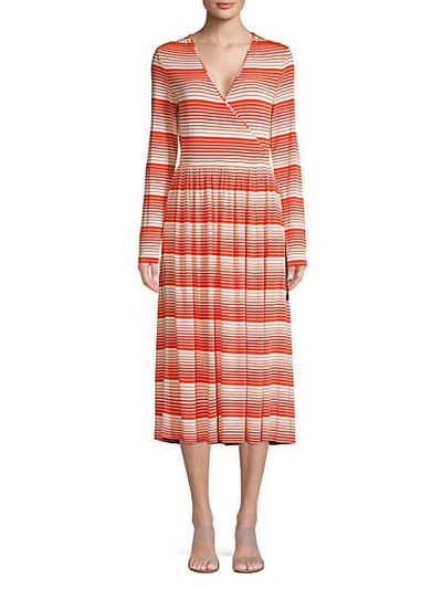 Shop Stine Goya Alina Stripe Surplice A-line Midi Dress