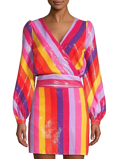 Shop Olivia Rubin Kendall Wrap Front Rainbow Stripe Top