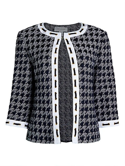 Shop St John Houndstooth Wool & Silk-blend Knit Jacket