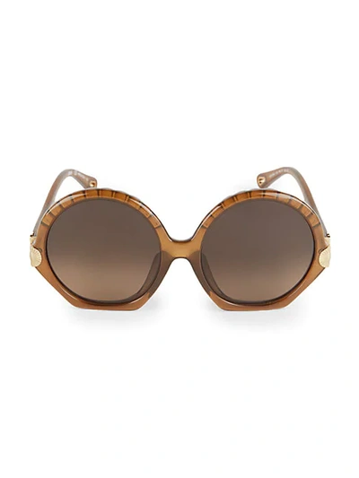 Shop Chloé Vera 56mm Scallop Round Sunglasses