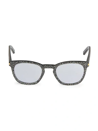 Shop Saint Laurent Core 49mm Glitter Square Sunglasses