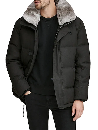 Shop Andrew Marc Bryant Rabbit Fur-collar Mid-length Down Puffer