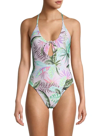 Shop Pilyq Arielle Palm-print One-piece Swimsuit