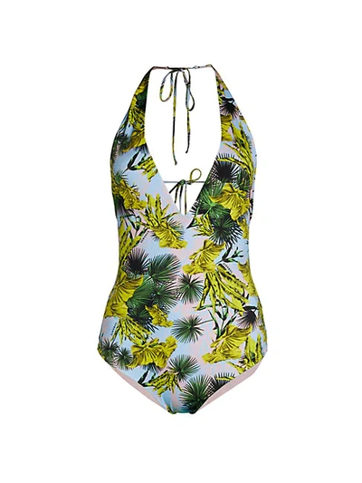 Shop Versace Palm-print One-piece Swimsuit
