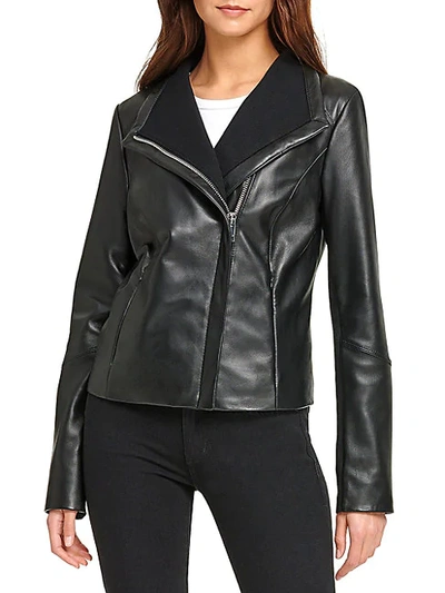 Shop Dkny Asymmetric Leather Jacket