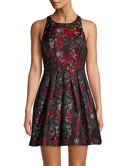 Shop Aidan Mattox Jacquard Floral Flare Dress