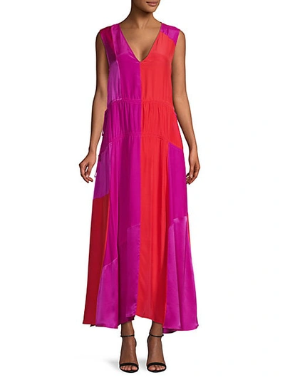 Shop Amur Colorblock Patchwork Silk Gown