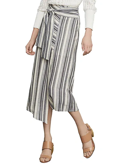 Shop Bcbgmaxazria Striped Asymmetrical Cotton Blend Midi Skirt
