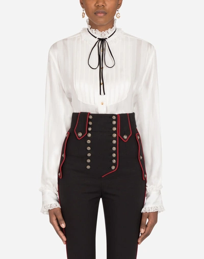 Shop Dolce & Gabbana Striped Satin Jacquard Shirt