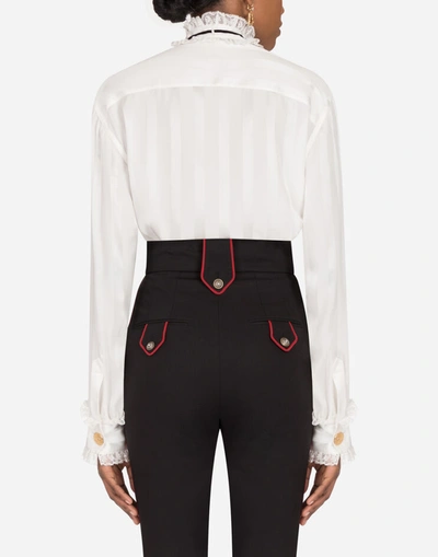 Shop Dolce & Gabbana Striped Satin Jacquard Shirt