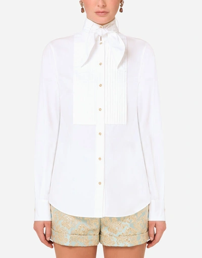 Shop Dolce & Gabbana Poplin Shirt With Shirt-front Detail
