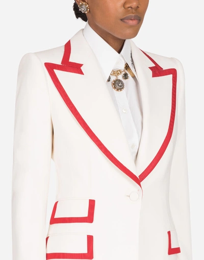 Shop Dolce & Gabbana Woolen Jacket With Edge Detailing