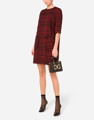 Shop Dolce & Gabbana Short Tweed A-line Dress In Multicolor