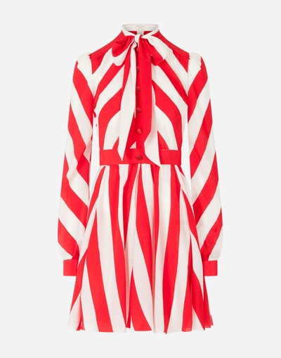 Shop Dolce & Gabbana Striped Crepe De Chine Mini Dress