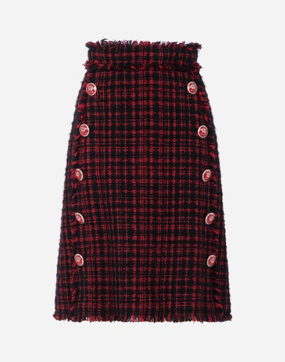 Shop Dolce & Gabbana Tweed Midi Skirt
