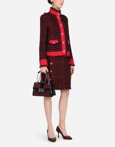 Shop Dolce & Gabbana Tweed Midi Skirt