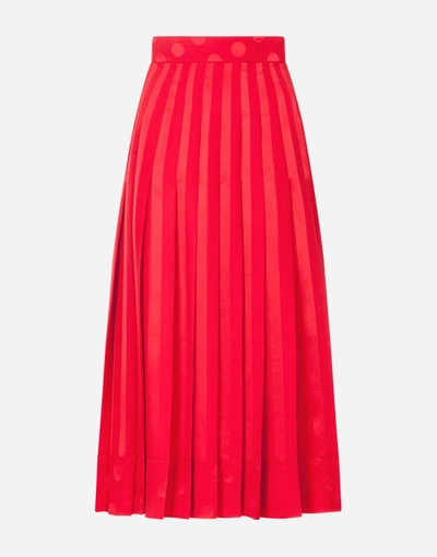 Shop Dolce & Gabbana Longuette Skirt In Satin Jacquard