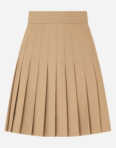 Shop Dolce & Gabbana Short Pleated Cotton Skirt